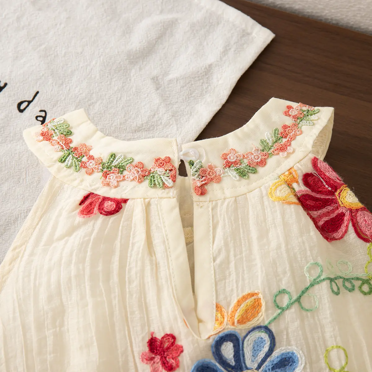 New Summer Baby Girl Dress Sweet Embroidered Flower Sleeveless Round Neck Children'S Clothing (6 Months -3 Years)