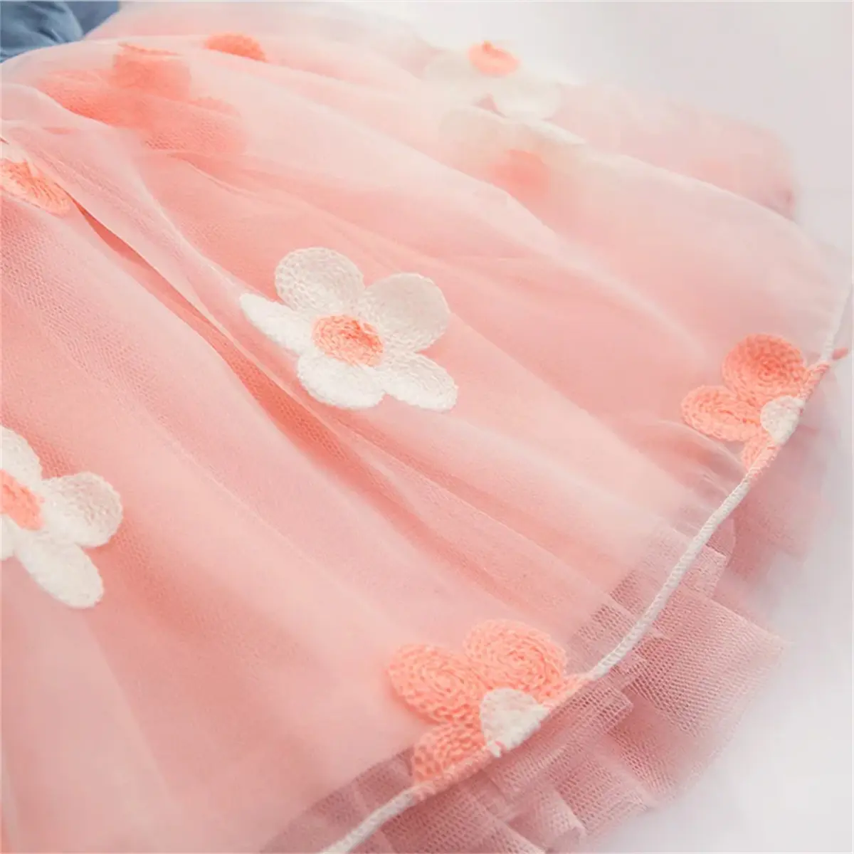 Baby Girl Princess Dress Summer Newborn Baby Girl Denim Flower Mesh Dress Children'S Birthday Party Sleeveless Clothes