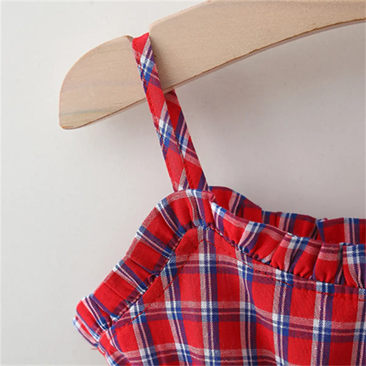 2/piece set of girl suspender skirt for summer baby girl full grid lace suspender top+skirt set