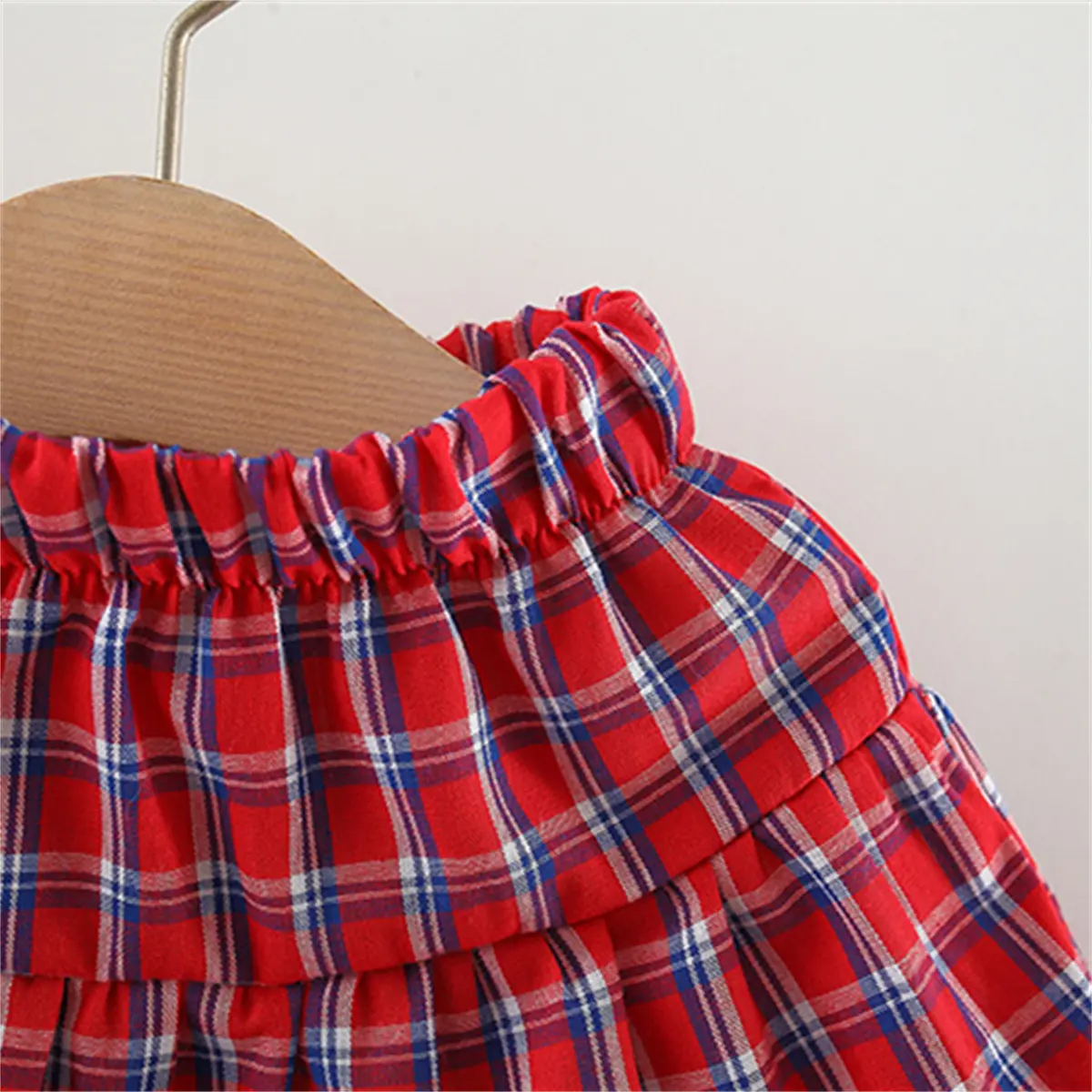 2/piece set of girl suspender skirt for summer baby girl full grid lace suspender top+skirt set