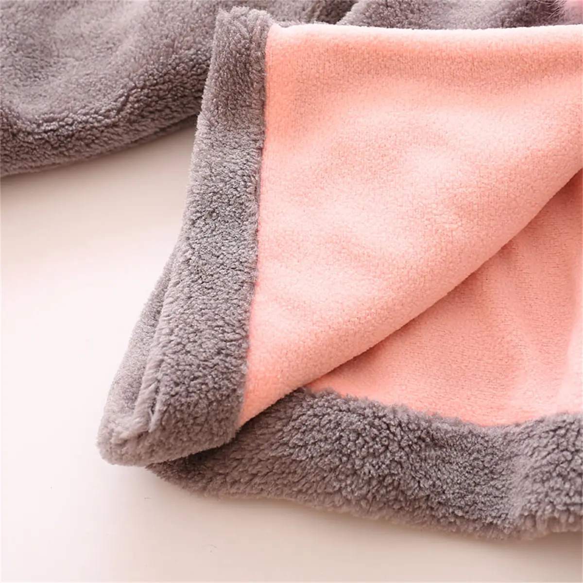 Winter Baby Fleece Coat Girl Cute Ears Hooded Artificial Fur Clothes Children'S Warm Versatile Jacket