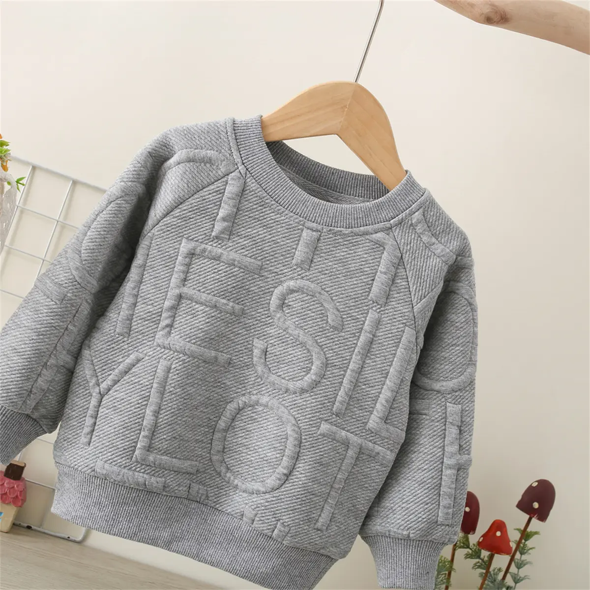 Boys' Baby Top Spring And Autumn Solid Round Neck Long Sleeve Casual Versatile Sweater For Children'S Daily Sports Wear