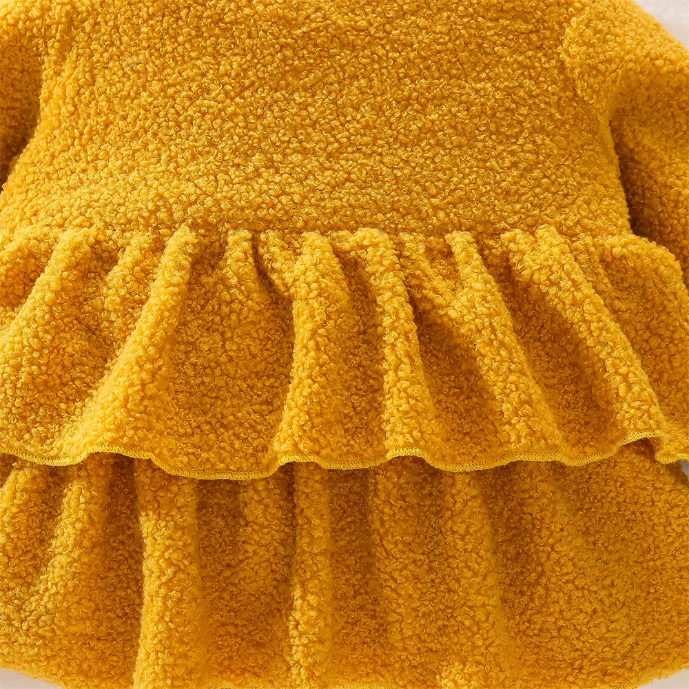 Autumn Baby Girl Coat+Hat 2 Pcs Baby Girl Particle Velvet Single Breasted Long Sleeved Coat Cute Fungus Edge Decorative Coat
