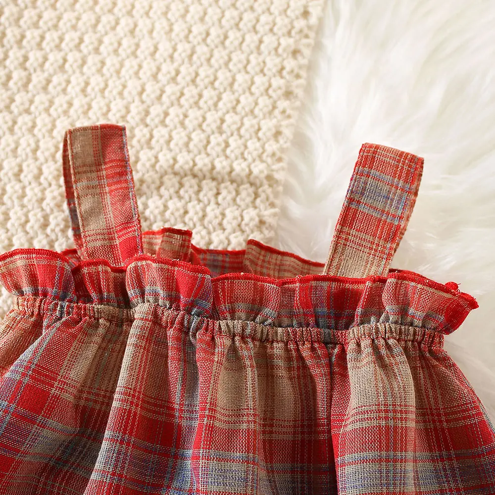 Summer 2/piece set for girls dresses hats baby girls plaid printed lace suspenders princess dresses children's dresses
