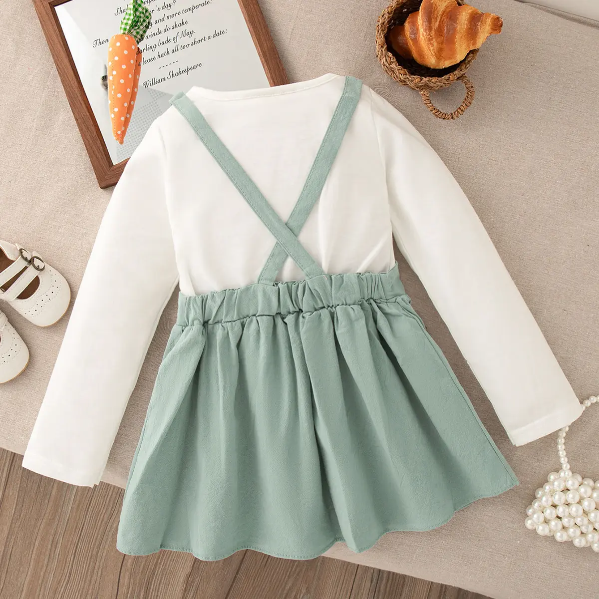Baby Girl Dresses Autumn New Long Sleeve Clothes Girl Imitation Two Pieces Cute Rabbit Ears Love Print Baby Dress