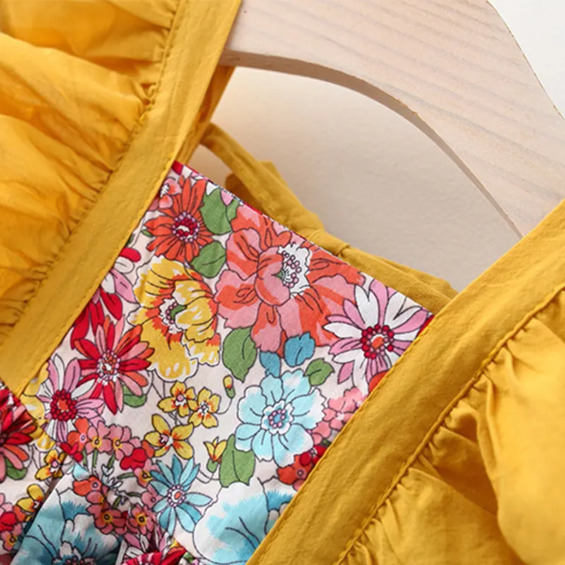Summer New 0-3 Year Old Newborn Shoulder Belt Skirt Hat Fragmented Flower Children's Sleeveless Princess Dress