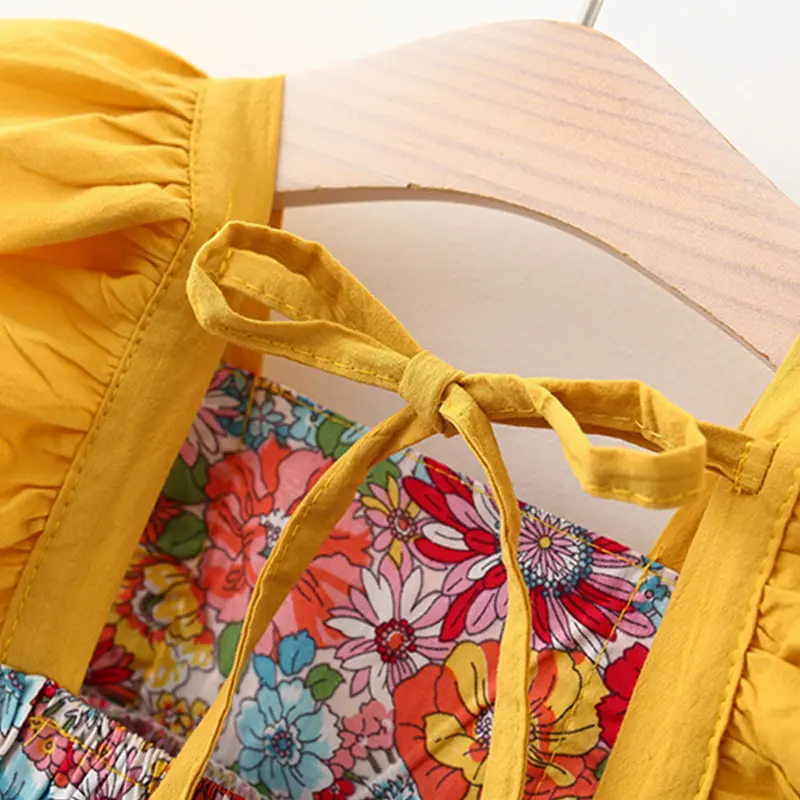 Summer New 0-3 Year Old Newborn Shoulder Belt Skirt Hat Fragmented Flower Children's Sleeveless Princess Dress