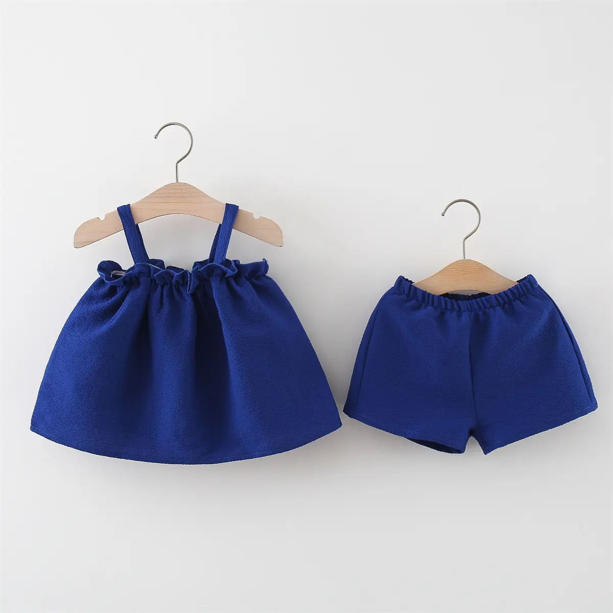 Summer Baby Girl Set Children'S Solid Color Suspender Shorts Casual Outerwear Two-Piece Baby Beach Outfit