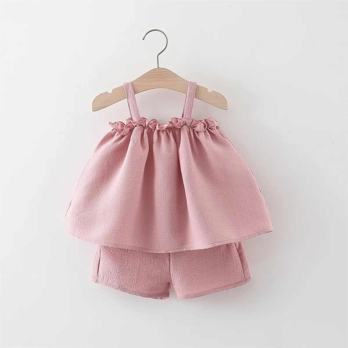 Summer Baby Girl Set Children'S Solid Color Suspender Shorts Casual Outerwear Two-Piece Baby Beach Outfit