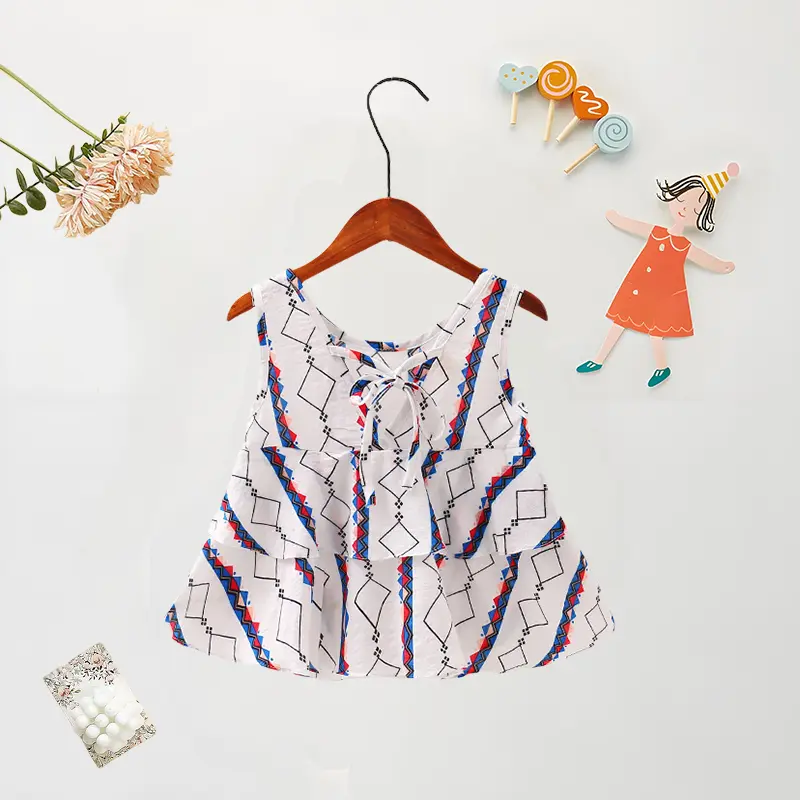 Summer (0-2 Years Old) Baby Girl Dress Baby Girl Striped Print Sweet Princess Sleeveless Dress Tied Bow Beach Party Dress