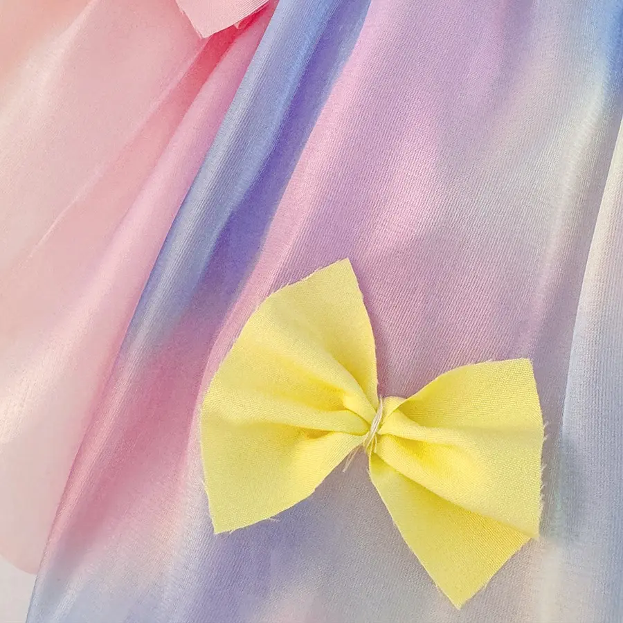 New Spring And Autumn Girls' Long Sleeve Dress, Sweet Bow, Puffy Skirt, Princess Dress, Children'S Clothing (9-36 Months)
