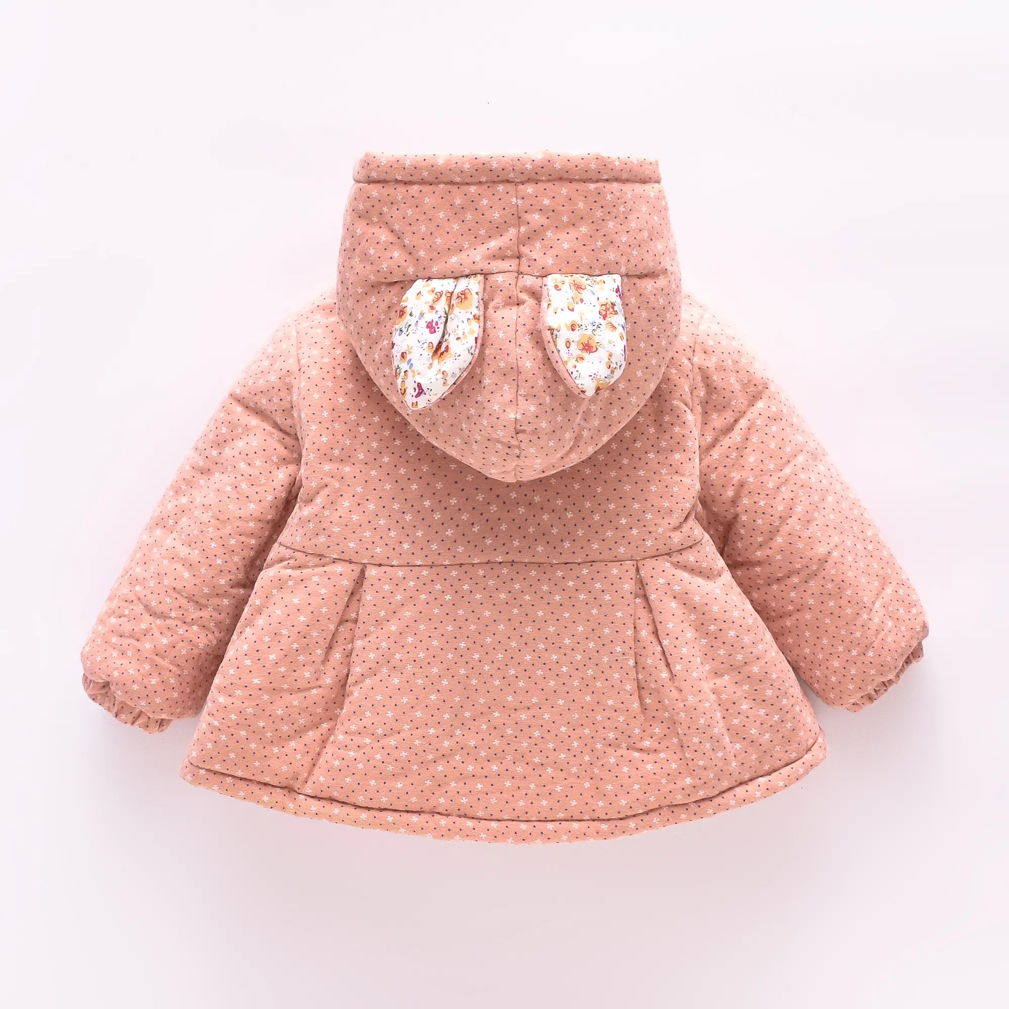 Winter New 2 Pcs Girls' Cotton Jacket+Bag Polka Dot Printed Girls' Cotton Jacket Butterfly Knot Rabbit Ear Hooded Cotton Jacket