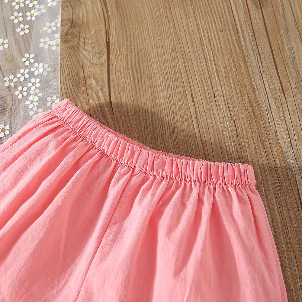 Summer 2/piece set of short sleeved shorts for baby girls with polka dot printed small flying sleeves and solid color shorts