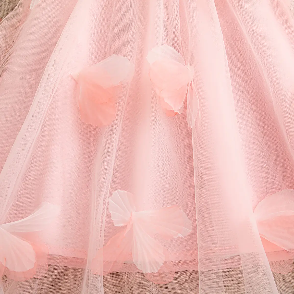 Baby Girl Dresses Summer New Sleeveless Sweet Baby Dresses Round Neck Mesh 3d Petal Wedding Flower Girl Clothes