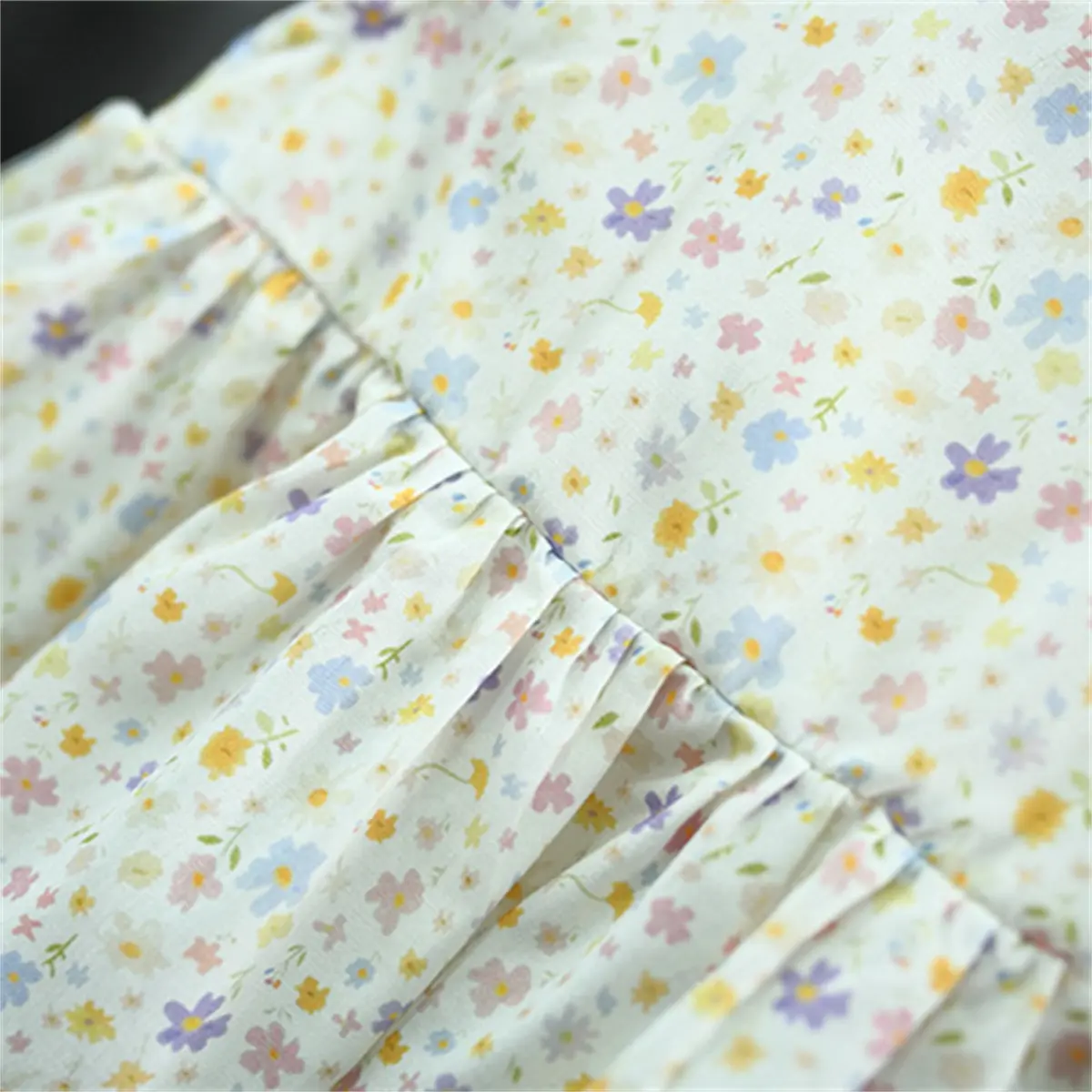 Baby Girl Dresses Summer New Sleeveless Ruffle Girl Clothing Flower Print Sweet Bow Square Collar Send Hat Baby Dress