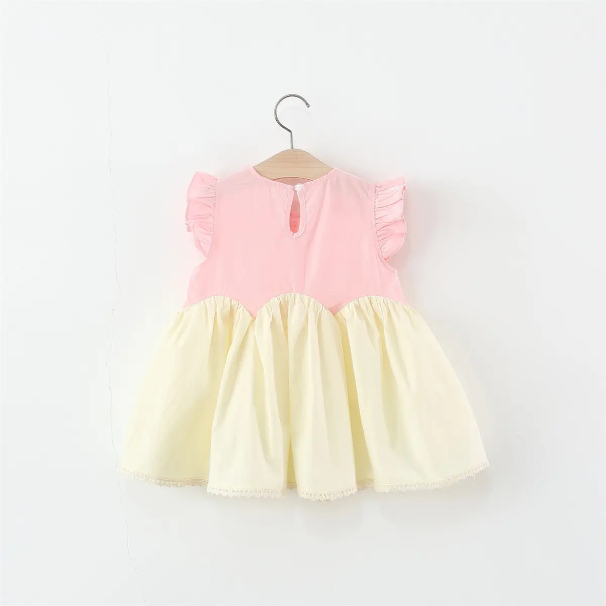 Baby Girl Dresses Summer New Sleeveless Ruffle Edge Baby Clothing Splicing Solid Color Lace Edge Girls Dress Send Bag