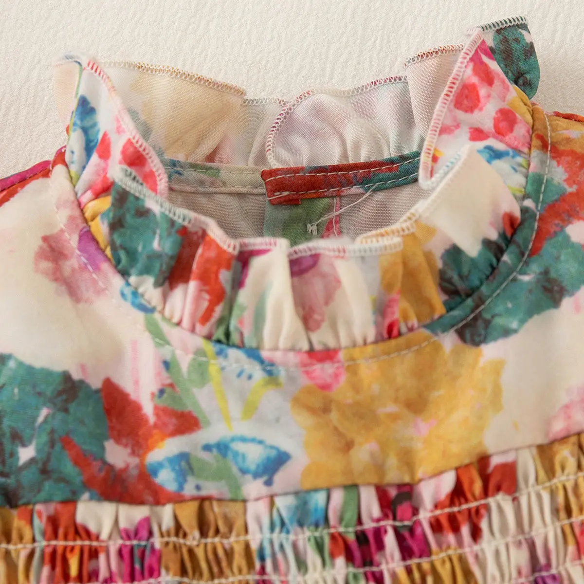 Baby Girl Dresses Summer New Sleeveless Baby Clothes Ruffle Edge Flower Print Pleated Costumes For Girls Send Bag
