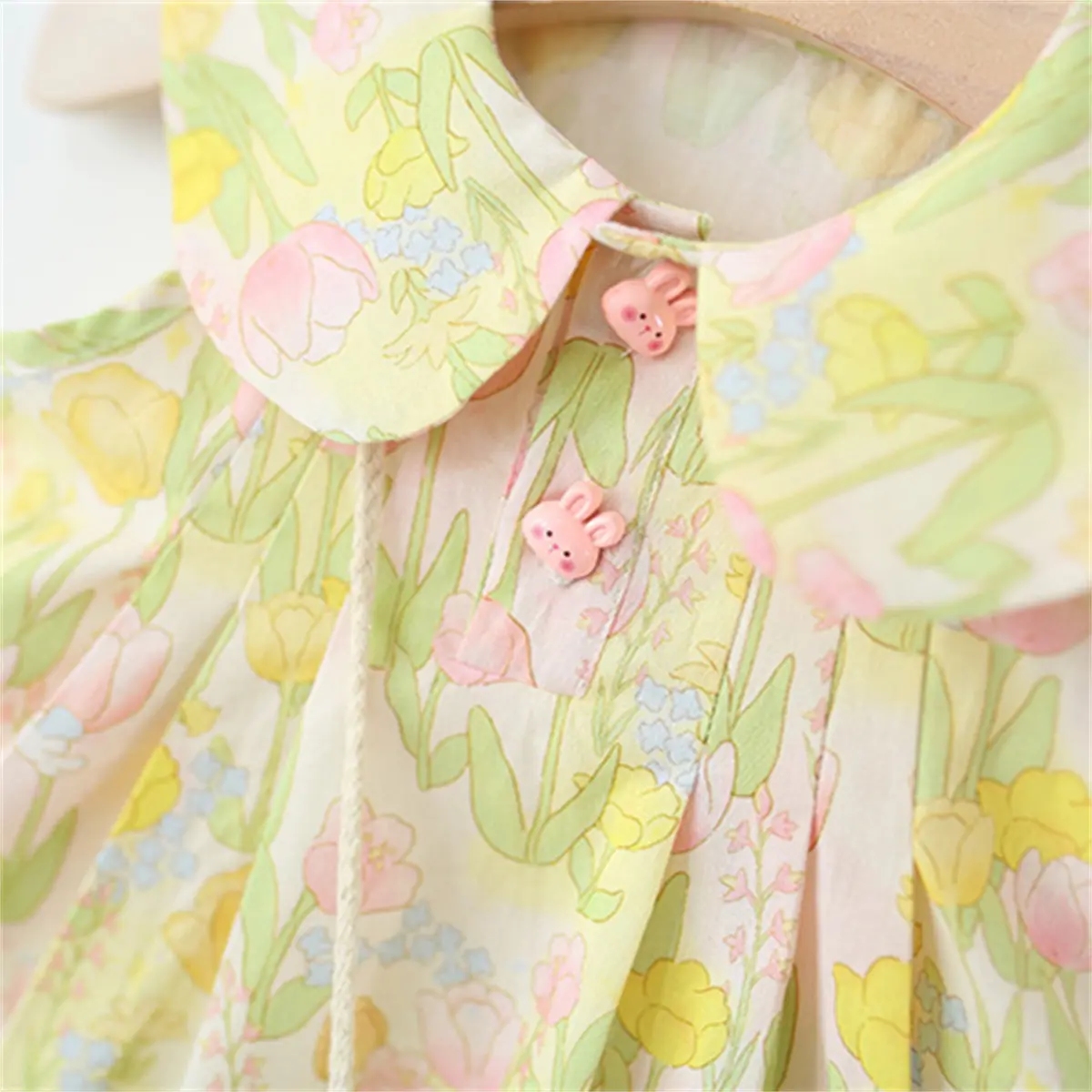 Casual Dresses For Girls Summer New Sleeveless Lapel Baby Clothing Flower Print Cute Rabbit Ear Baby Dress Send Bag