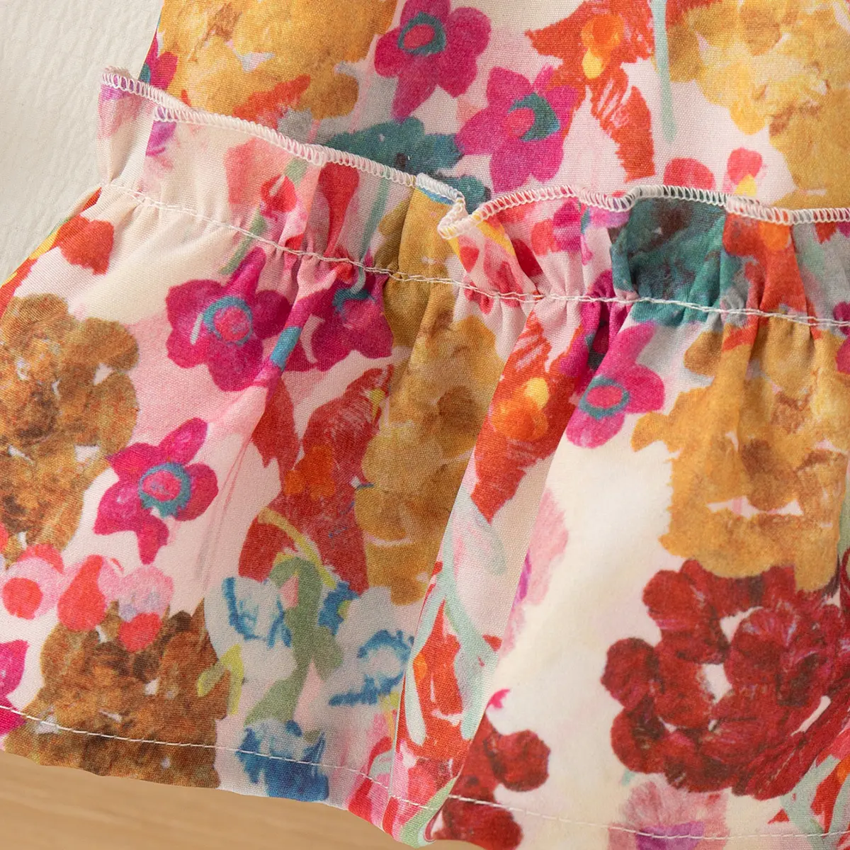Baby Girl Dresses Summer New Sleeveless Baby Clothes Ruffle Edge Flower Print Pleated Costumes For Girls Send Bag