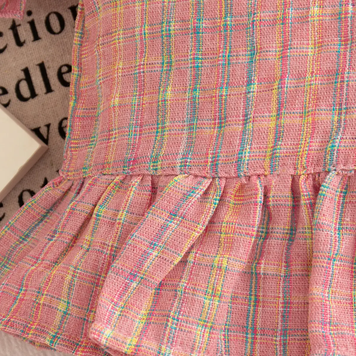 2-Piece Set Baby Clothes Girl Checkered Princess Sleeve Lace Top+Shorts Girl'S Suit Lightweight Lovely Baby Outfit Set
