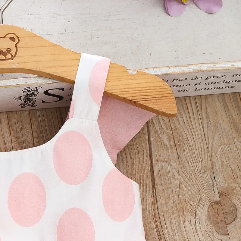 Summer Beach Baby Girl Dress Cute Cotton Sleeveless Dress Full Body Polka Dot Print Suspender Princess Dress