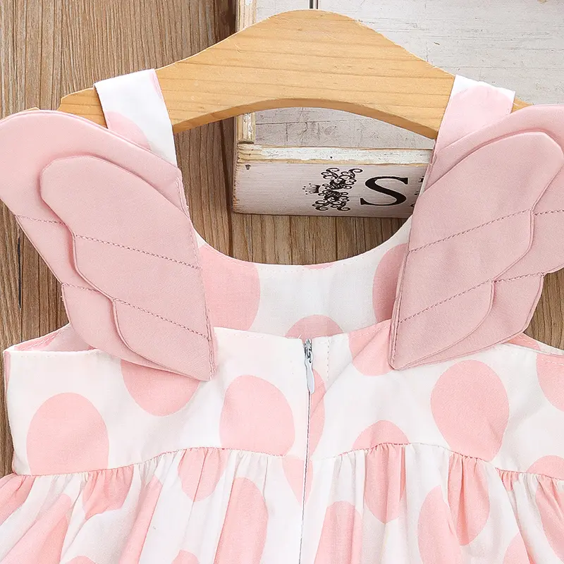 Summer Beach Baby Girl Dress Cute Cotton Sleeveless Dress Full Body Polka Dot Print Suspender Princess Dress