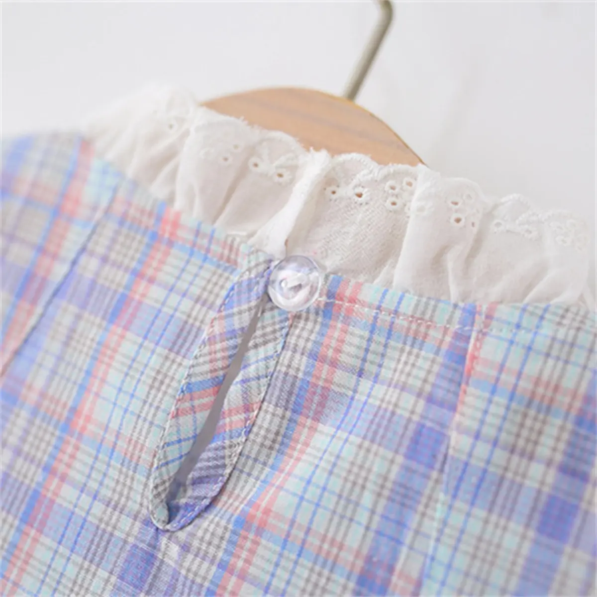 Casual Dresses For Girls Summer New Sleeveless Checkered Cute Rabbit Baby Dresses Lace Edge Send Bag Girl Clothing