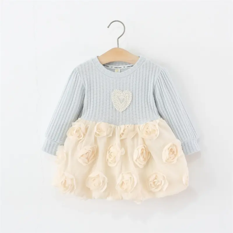New Cute Spring And Autumn Baby Girl Dress, Sweet Party Flower Princess Dress, Children'S Clothing (6 Months -2 Years Old)
