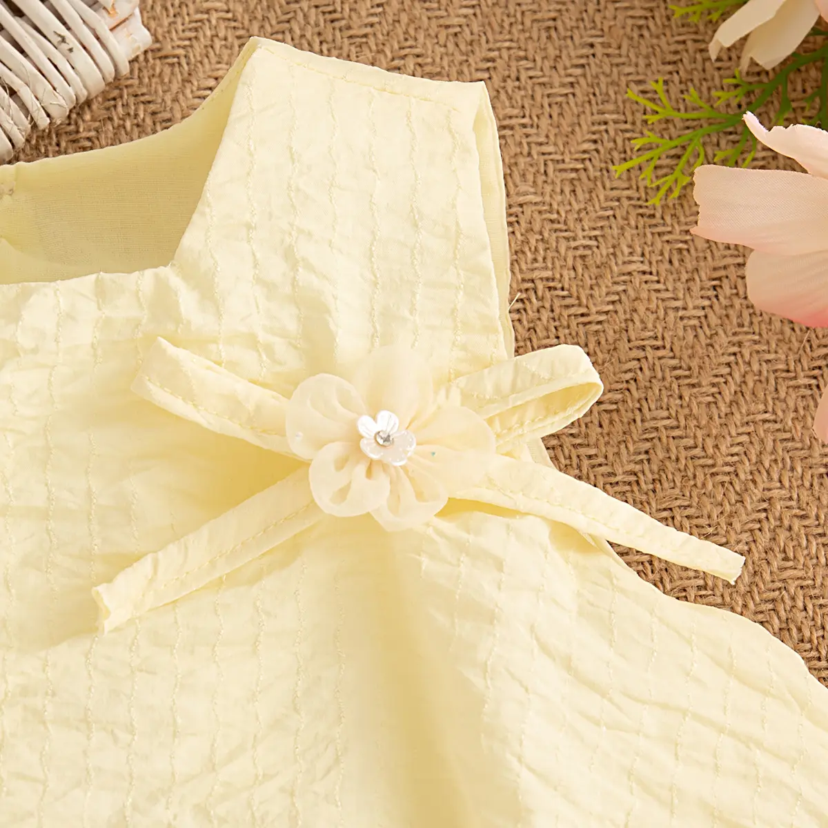 Casual Dresses For Girls Summer Sleeveless Solid Color Baby Dresses Sweet Princess Bow Imitation Satin Girl Clothes