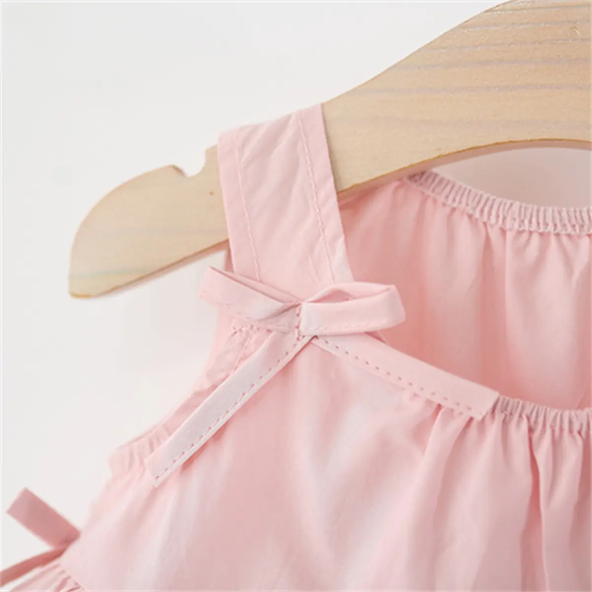 Birthday Party Dress Baby Girl Summer New Sleeveless Solid Color Baby Clothes Elegant Bow Fold Girl Dresses