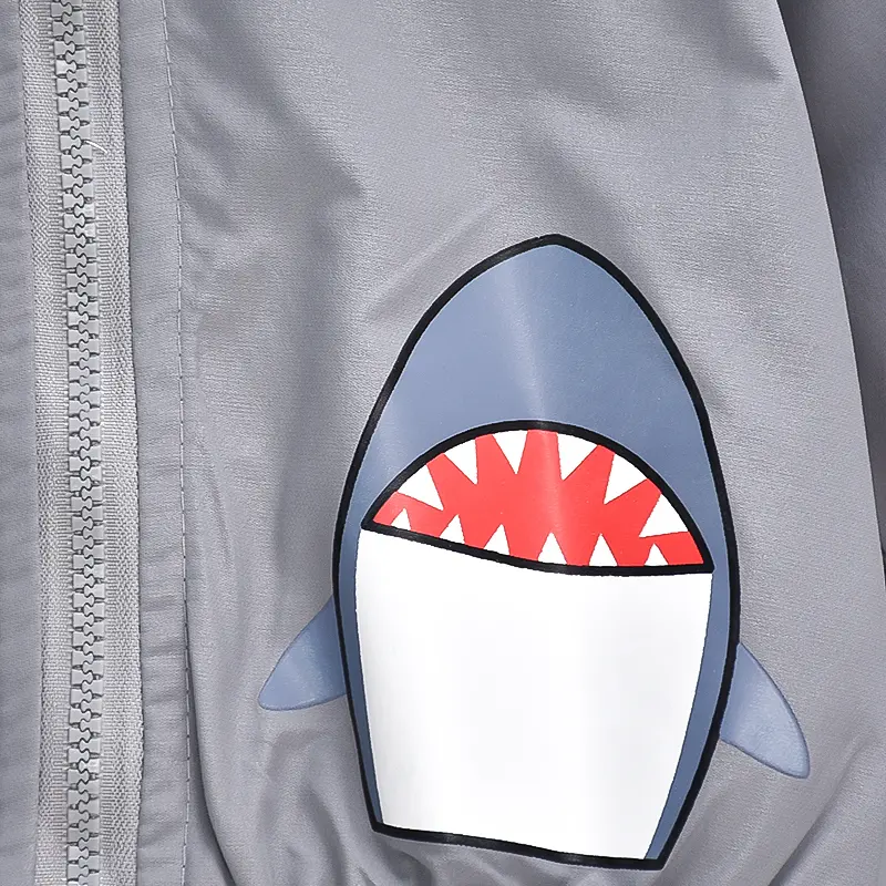 Boys' Spring and Autumn Coat Children's Cartoon Shark Jacket Boys' Hooded Long Sleeve Clothing