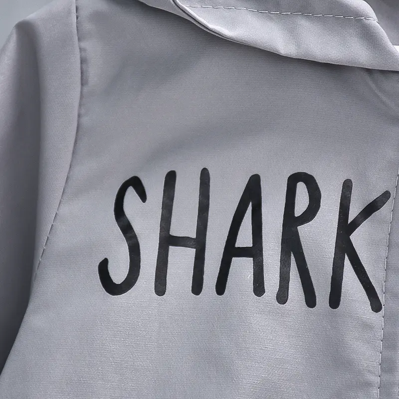 Boys' Spring and Autumn Coat Children's Cartoon Shark Jacket Boys' Hooded Long Sleeve Clothing