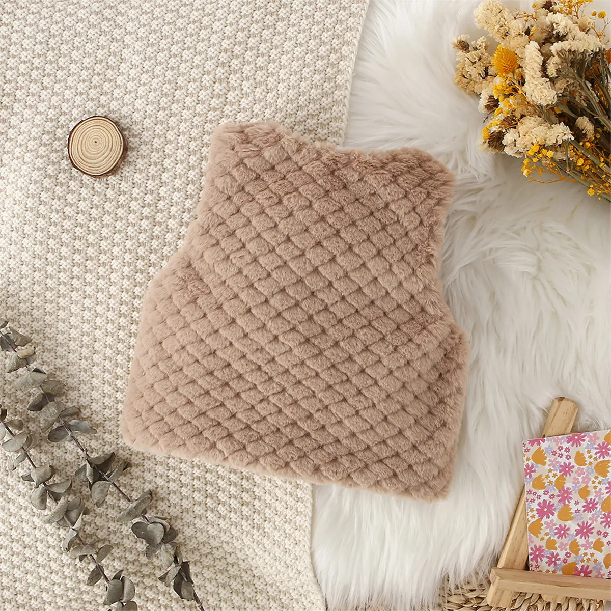 2-Piece Baby Girl Artificial Fur Vest+Bag Baby Warm Coat Girl Solid Sweet Sleeveless Vest Children'S Clothing