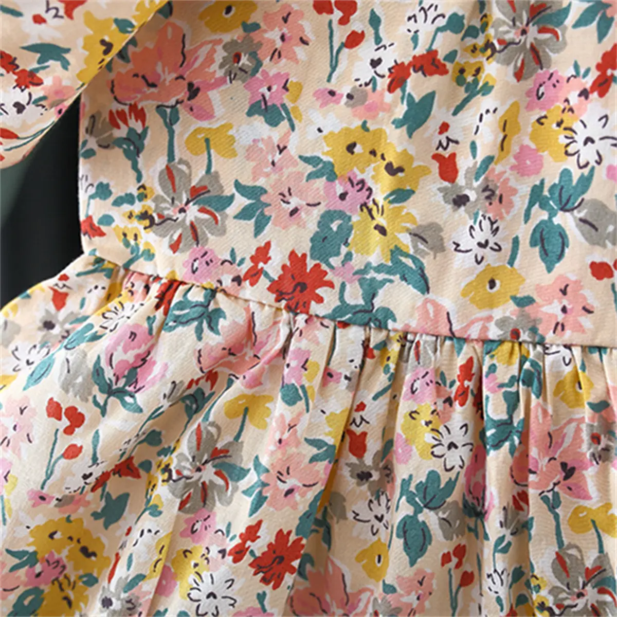 Summer baby dress for girls with floral bubble sleeves tied behind princess dress for children's cool clothing