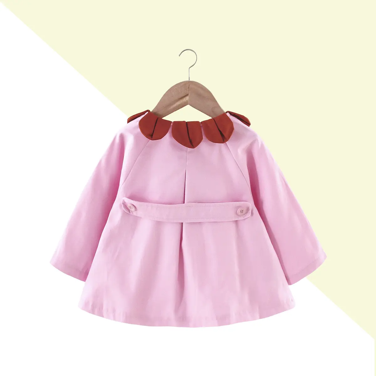 2-Piece Baby Girl Jacket Spring Windbreaker Autumn Children'S Petal Solid Single Breasted Windbreaker+Flower Bag