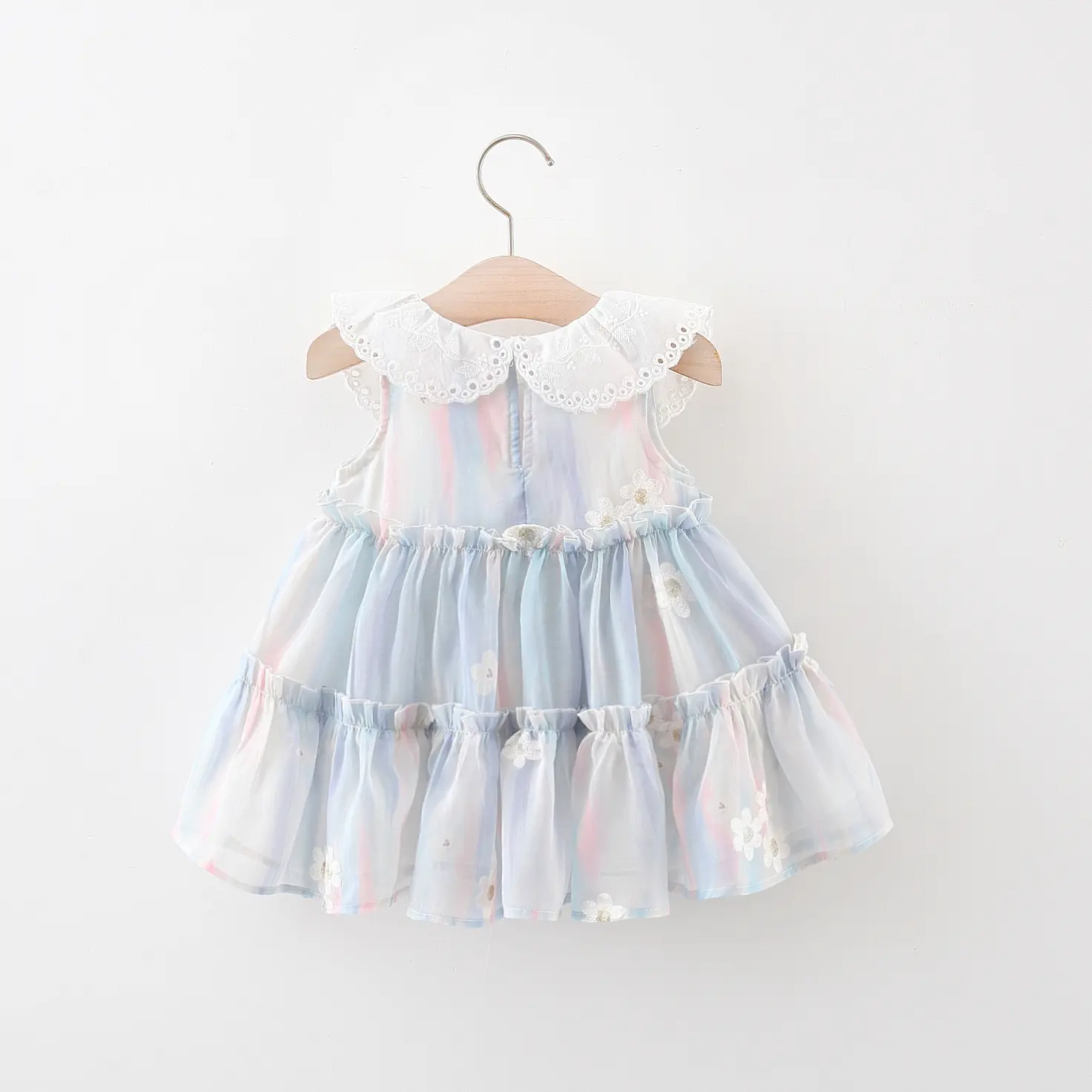 Summer 0-4-year-old Girl's Dress Girl's Lace Large Lapel Flower Embroidered Lace Lace Sleeveless Princess Dress