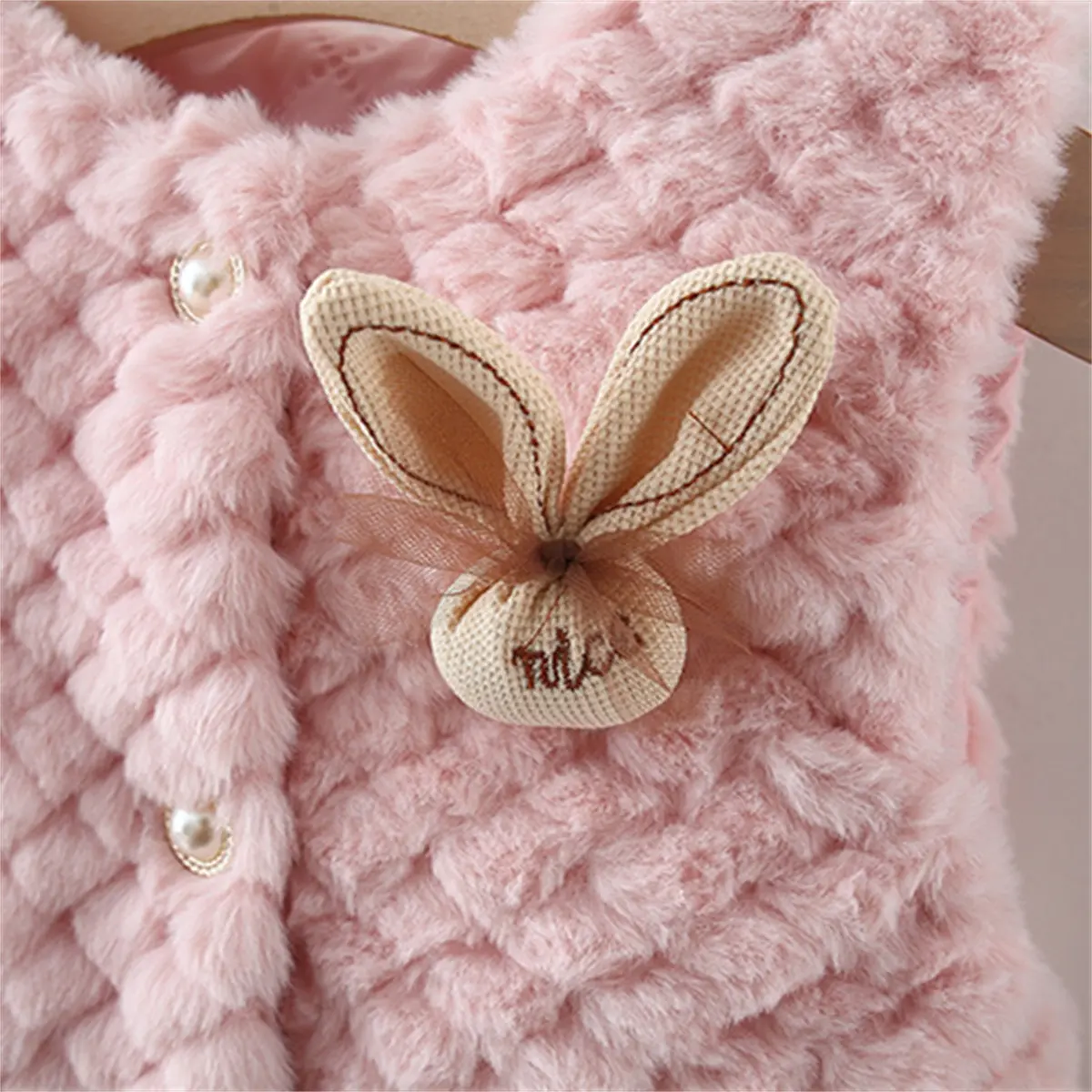 Autumn And Winter Girl Sleeveless Coat For Preschool Children Solid Sweet Artificial Fur Vest Cartoon Cute Children'S Wear