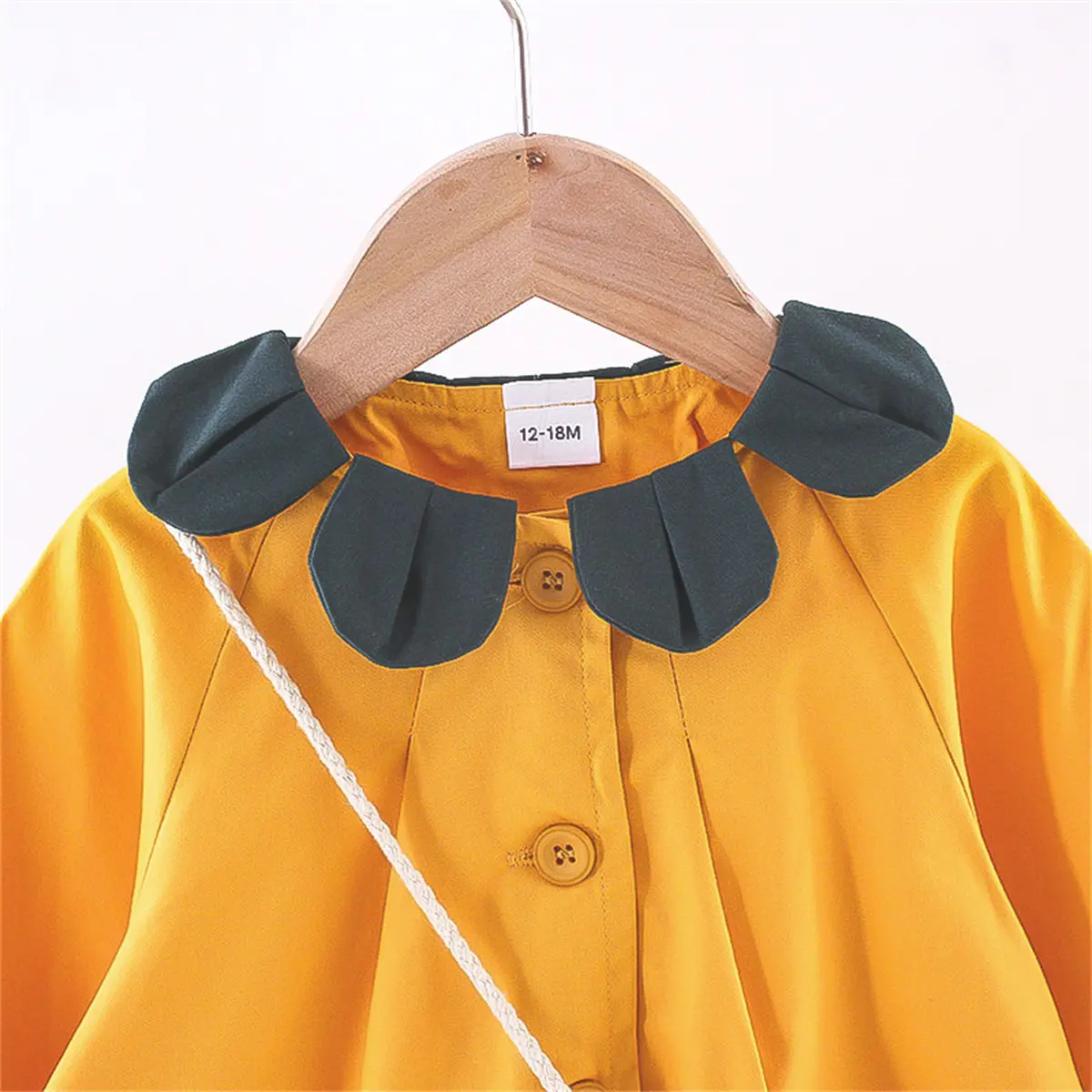 2-Piece Baby Girl Jacket Spring Windbreaker Autumn Children'S Petal Solid Single Breasted Windbreaker+Flower Bag