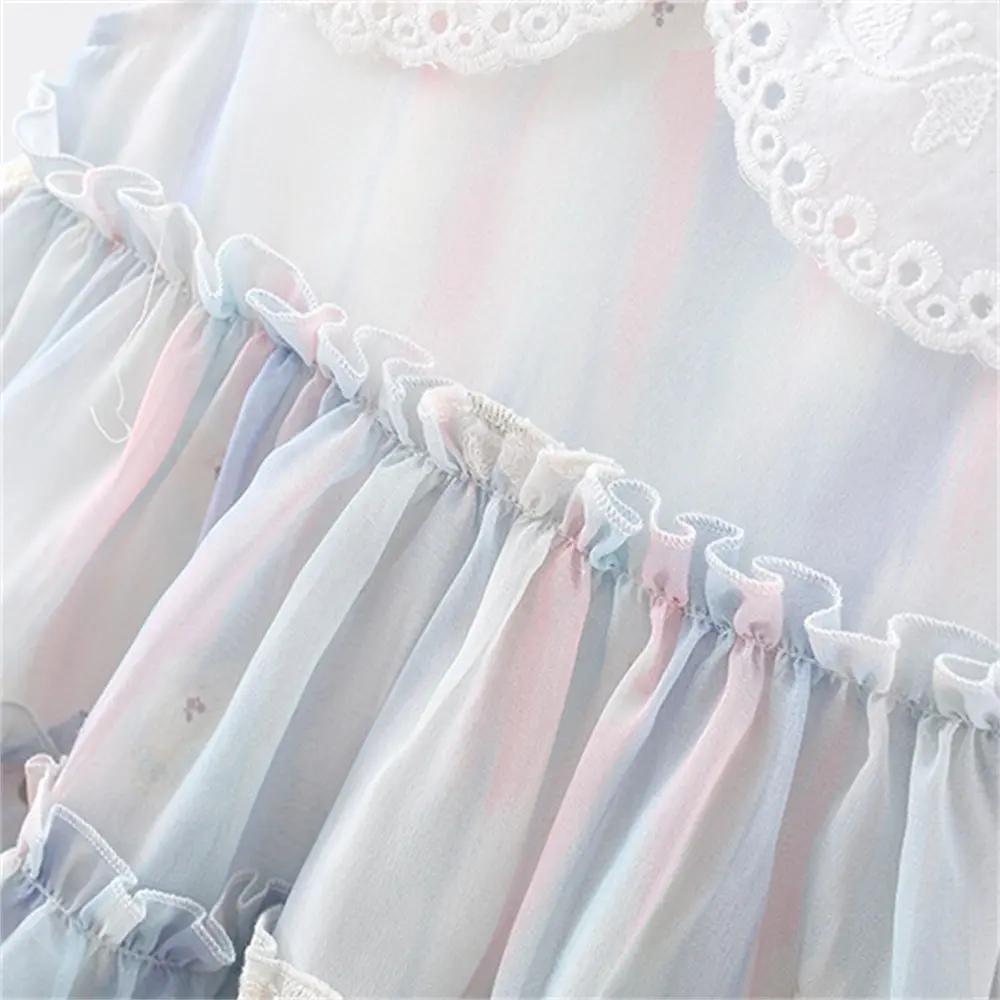 Summer 0-4-year-old Girl's Dress Girl's Lace Large Lapel Flower Embroidered Lace Lace Sleeveless Princess Dress