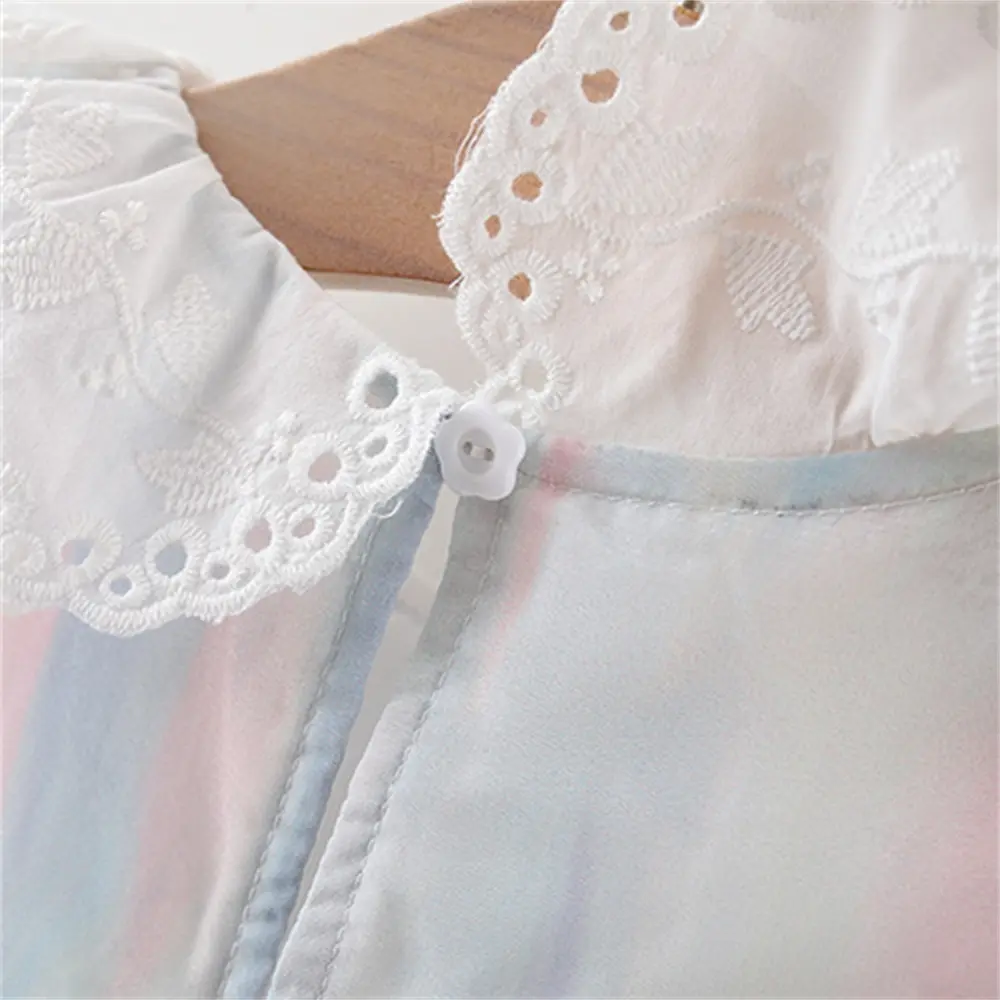 Summer 0-4-year-old Girl's Dress Girl's Lace Large Lapel Flower Embroidered Lace Lace Sleeveless Princess Dress