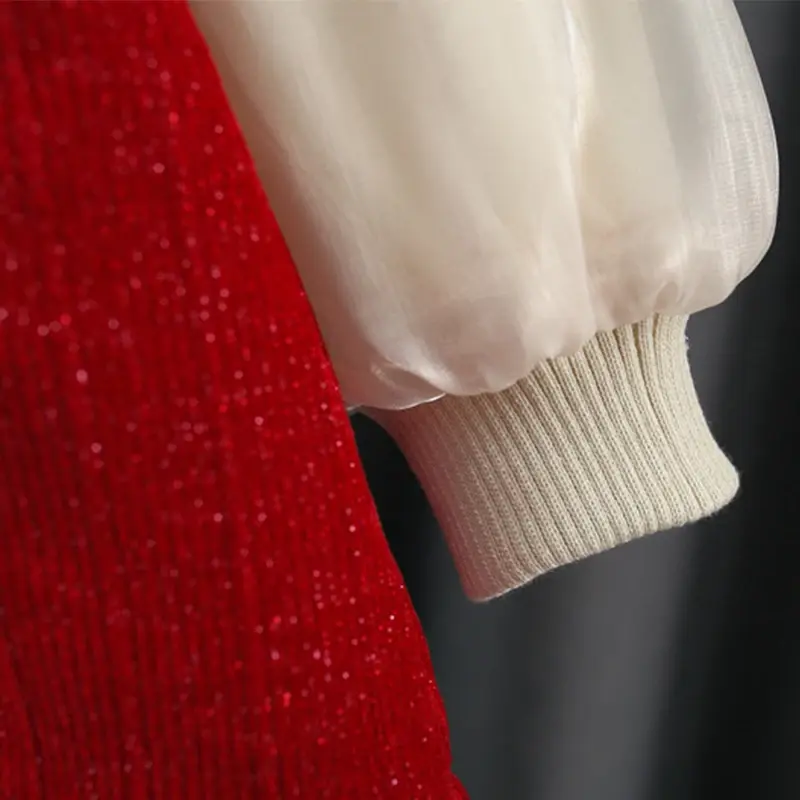 Winter New Girls' Dress Long Sleeve Dress Cherry Solid Color Sweet Princess Skirt Round Neck Plus Velvet Thick Warm Dress