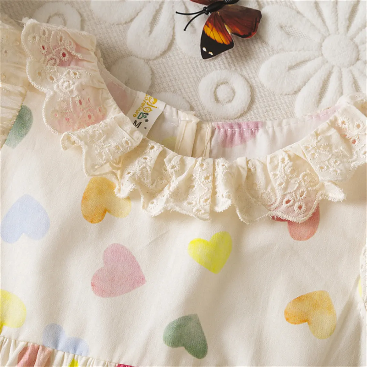 Baby Girl Dresses Summer New Sleeveless Colorful Baby Dresses Love Printed Sweet Lace Edge Girl Clothing