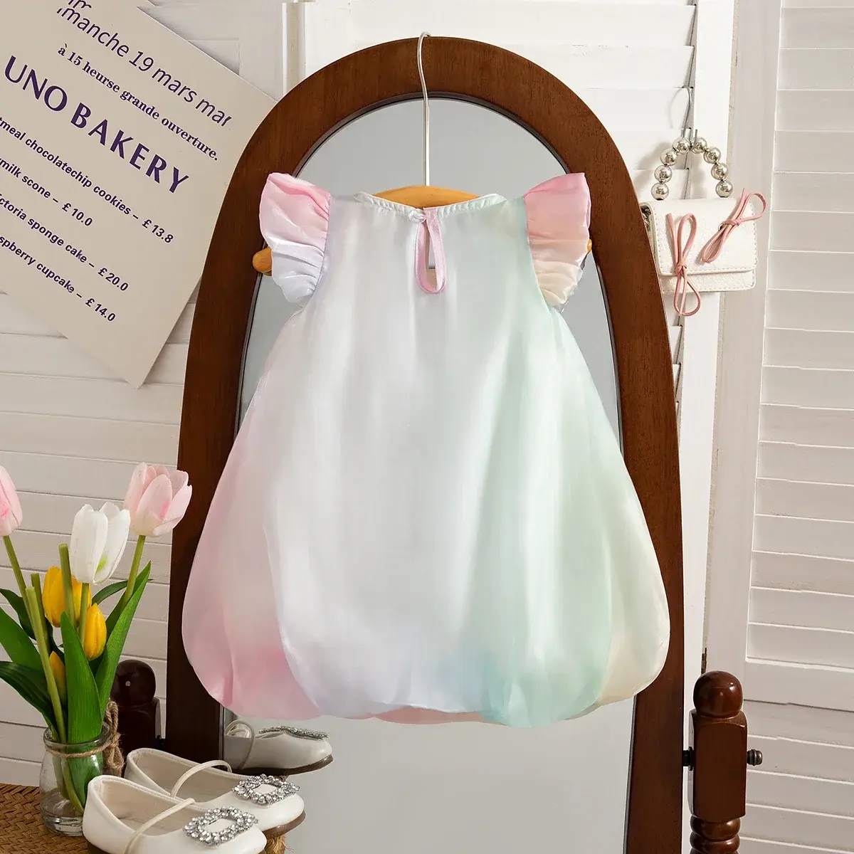 1-piece Summer Sleeveless 3D Heart Girl Dress First Birthday Outfit Princess Gradient Rainbow Magnificent Baby Gift Dress