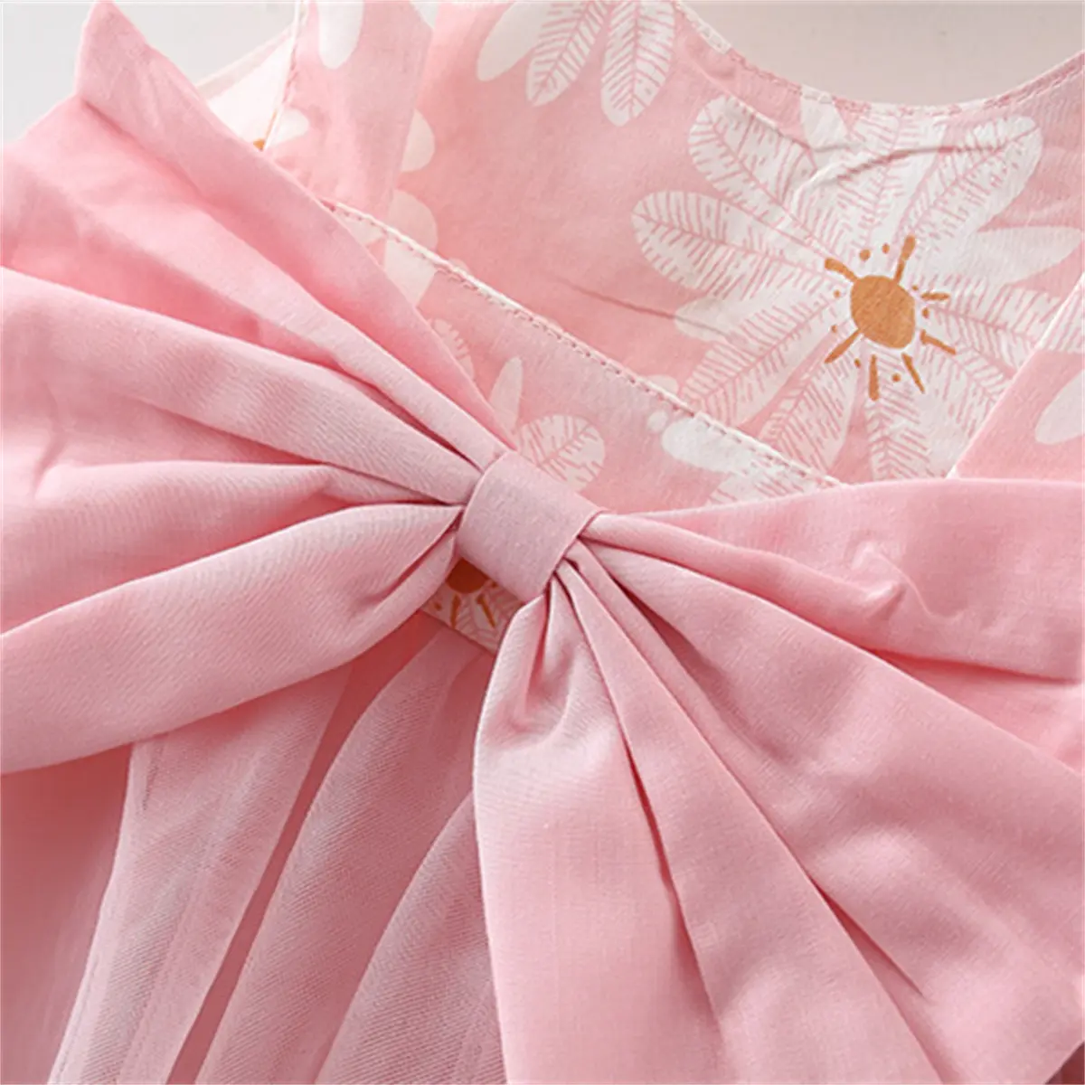 Baby Clothes Girl Summer Sleeveless Bow Mesh Children Dresses Princess'S Baby Girl One-Piece Dress 1st Birthday Gown