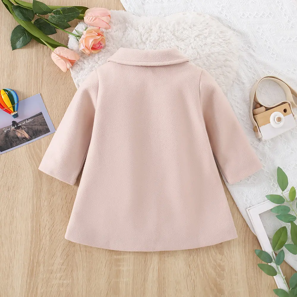 Girl'S Coat For Spring And Autumn Baby Girl Solid Color Two Bows Single Breasted Decoration Casual Windbreaker Jacket