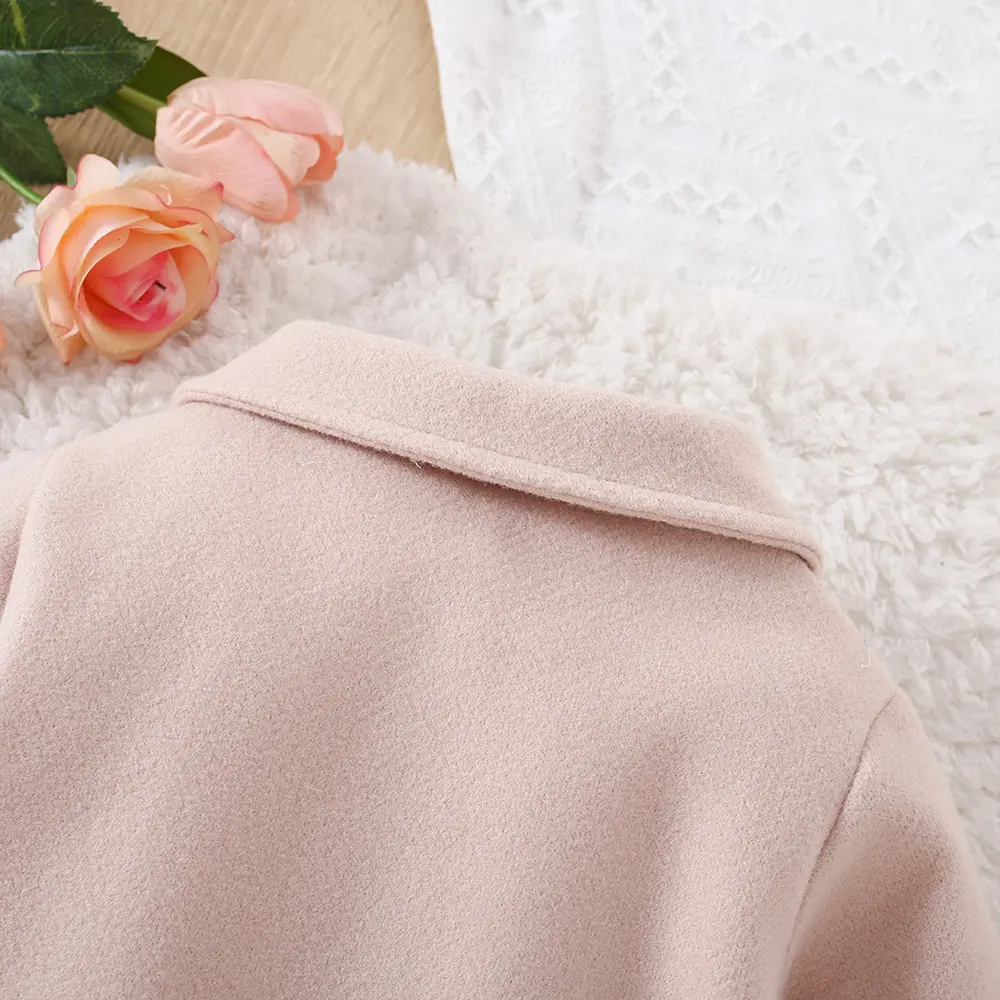 Girl'S Coat For Spring And Autumn Baby Girl Solid Color Two Bows Single Breasted Decoration Casual Windbreaker Jacket