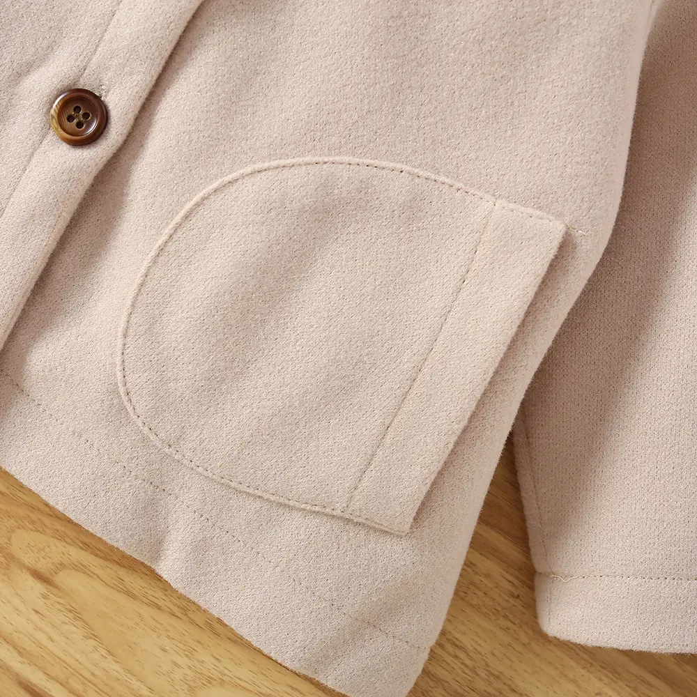 New autumn and winter style 0-3 year old girls' hooded coat cute children's solid color single breasted ear hooded coat