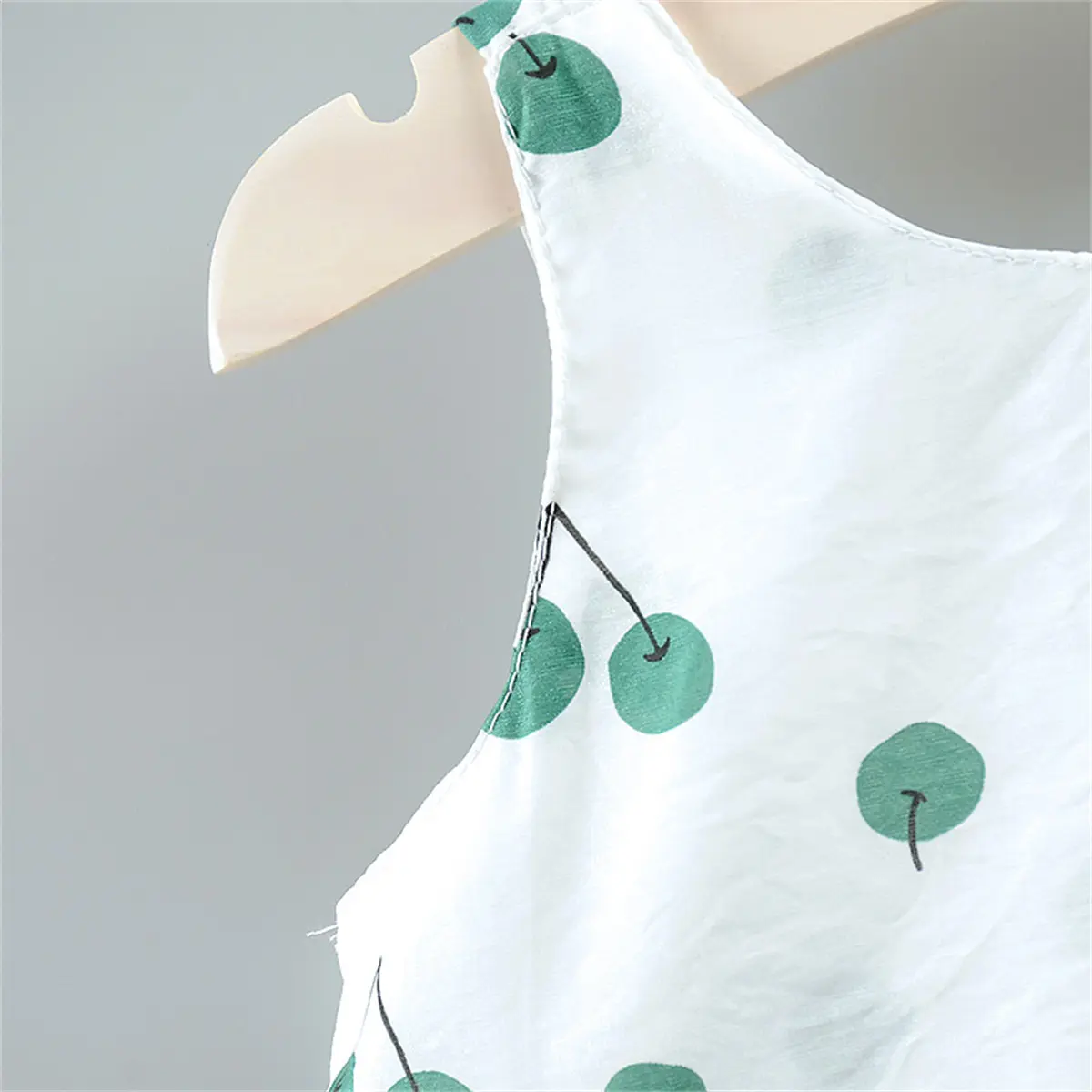 (0-3Y) Summer Girls' Sleeveless Dress And Sunshade Hat Baby Girl Clothes Cherry Print Flower Bow Cut Out Beach Dress