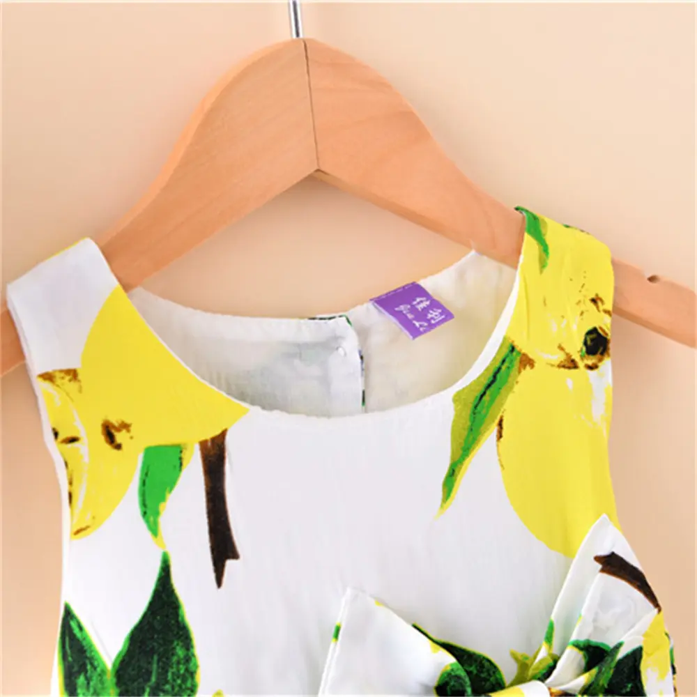 (1-4 Years Old) Baby Girl Dress Summer Baby Girl Lemon Print Dress Children's European and American Style Sleeveless Dress