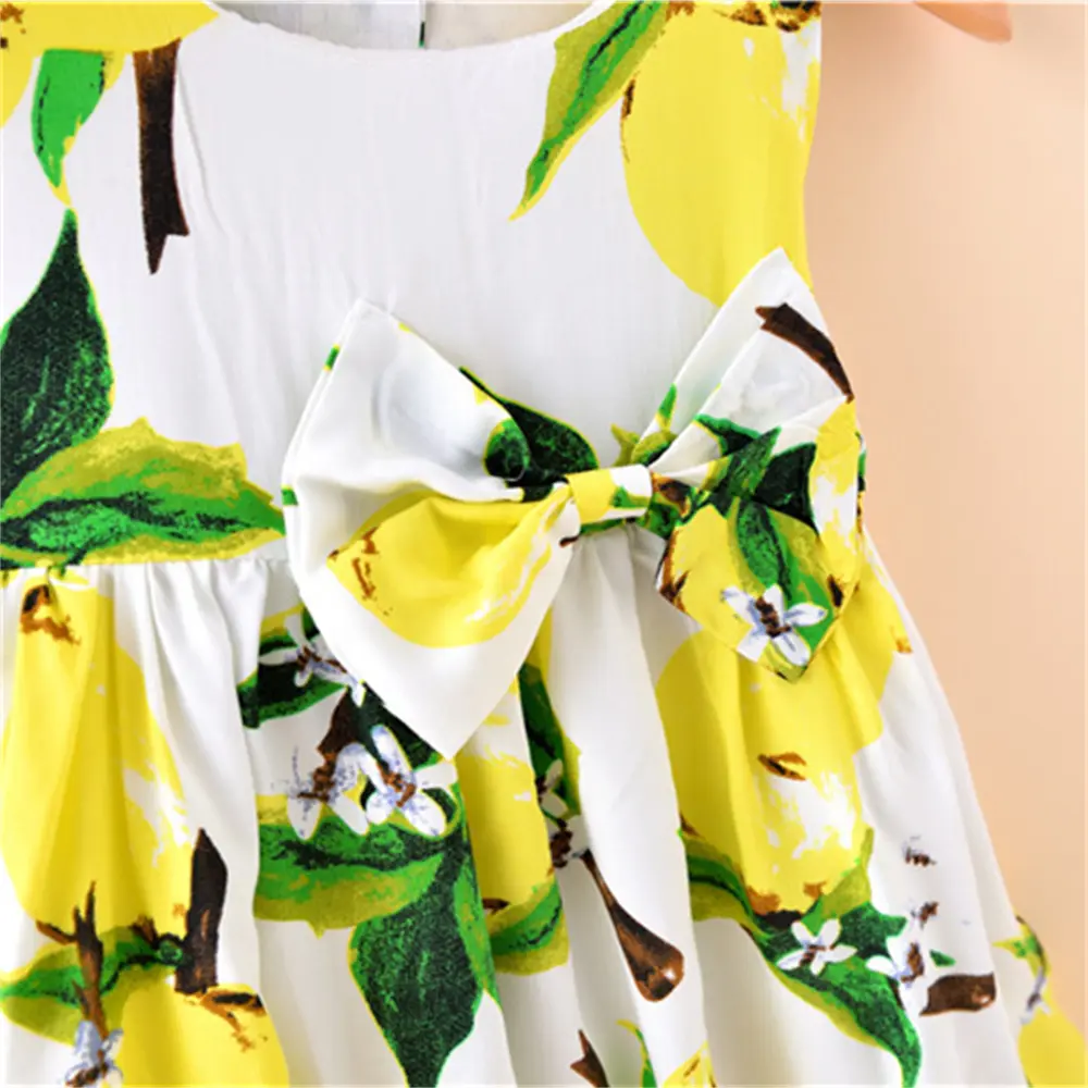 (1-4 Years Old) Baby Girl Dress Summer Baby Girl Lemon Print Dress Children's European and American Style Sleeveless Dress